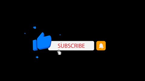Animation Subscribe, Like and Bell Notification flying Button (Transparent/Greenscreen/alpha channel/png)