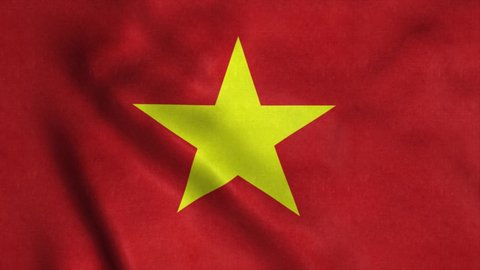 Vietnam flag waving in the wind. National flag of Vietnam. 4K
