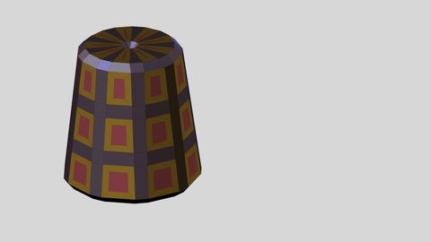 3d cone with squares revolves around its axis