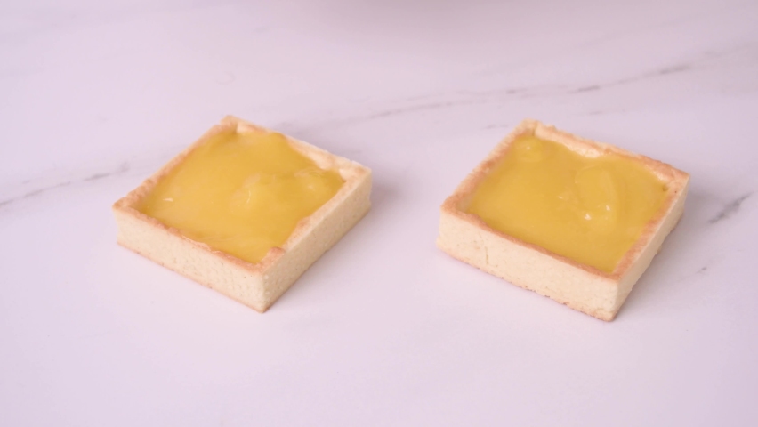 Meringue decorating piping lemon pie side view