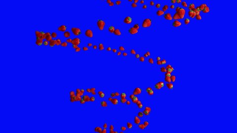 
Strawberries flying in helix shape, seamless loop, Blue Screen Chroma key