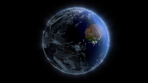 
Planet Earth rotating, against black