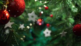 Christmas tree decoration with falling snow, smooth motion camera with parallax effect - Powered by Shutterstock - Get 15% off with code: PIKWIZARD15