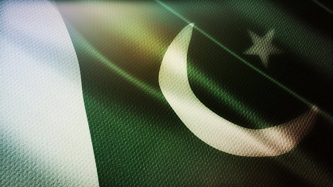 Pakistan flag is waving 3D animation. 