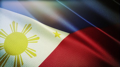 Philippines flag is waving 3D animation. Philippines flag waving in the wind. National flag of Philippines. flag seamless loop animation. 4K