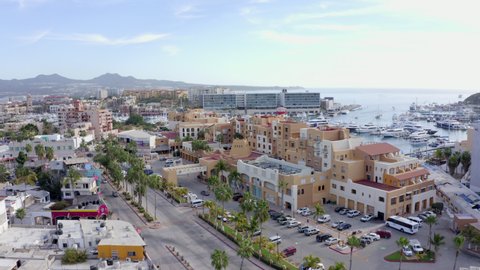Aerial view of downtown Cabo San Lucas, Baja California Sur, Mexico.