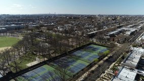 This is a scenic aerial view of Marine Park in Brooklyn