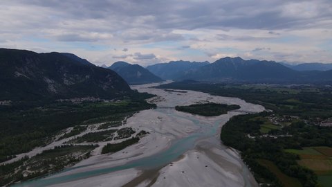 Tagliamento river in Friuli Venezia Giulia region, Italy. Last natural river in Europe