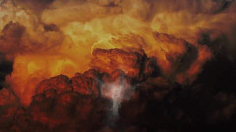 Cumulonimbus cloud and thunderstorms at sunset or sunrise Video de stock