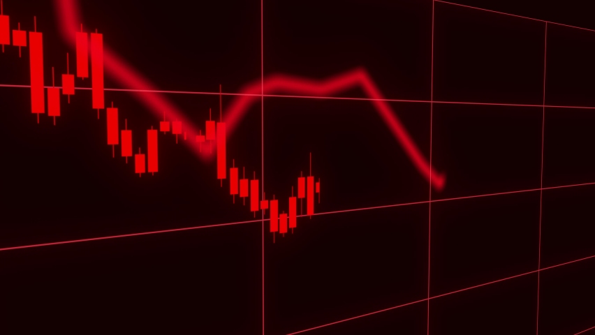 Candles of the stock market, price falls. Falling prices of securities. Loss of assets in equities stock. Decreasing trend showing unsuccessful performance and losses failure due to economic crisis | Shutterstock HD Video #1059184946