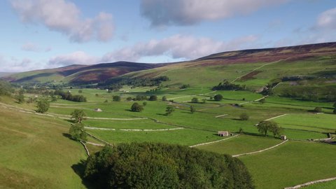 Drone footage flying over the Yorkshire Dales Village of Arncliffe, in Littondale, North Yorkshire
