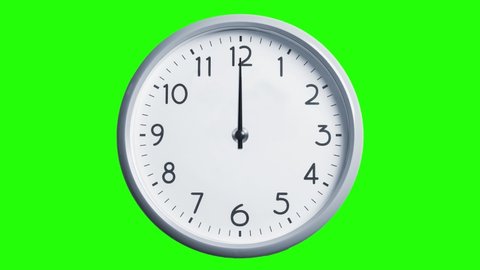 Wall clocks (3 different) Time Lapse 12 hours Green Screen Background