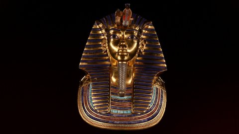 original reproduction of the king's mummy mask at the Tutankhamun exhibition in Madrid, Spain. September 17, 2020.