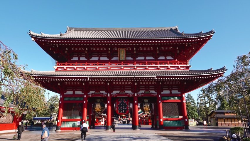 Sunny day of Asakusa Sensoji Temple, Sensoji is the oldest temple in Tokyo, Japan Royalty-Free Stock Footage #1059191432