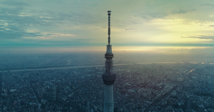 Sunrise of Tokyo cityscape at dawn, Japan Royalty-Free Stock Footage #1059191501