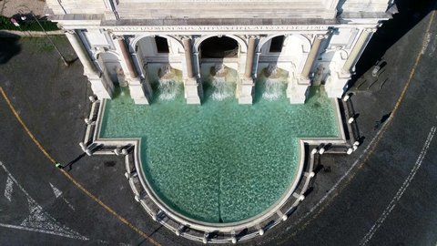 ROME - GIANICOLO, PAUL'S FOUNTAIN SHOOT FROM A DRONE IN THE ZENITAL