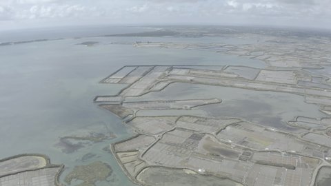 4K D-Log Mavic 2 Pro aerial view of the Guérande salt marshes in the Loire-Atlantique department in French Brittany