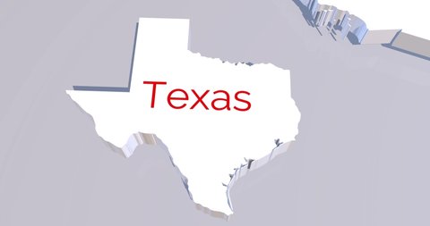 3d animated map showing the state of Texas from the united state of america. 3d map of Texas. 