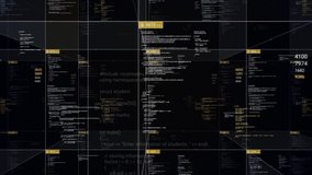 A data grid of streaming numbers changing on display. Animation. Abstract millions flying blocks of content changing all the time on black background, seamless loop. - Powered by Shutterstock - Get 15% off with code: PIKWIZARD15