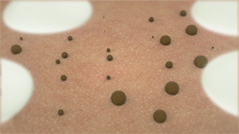 3D animation close-up cream serum collagen repair effect skin dirt removal. Deep cleansing skin. Skin pores. Acne cleansing. skin pore cleaning