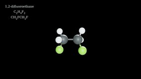 Difluoroethane molecule 3D model structure