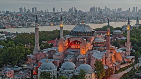 Aerial view of Hagia Sophia in Sultanahmet district of Istanbul