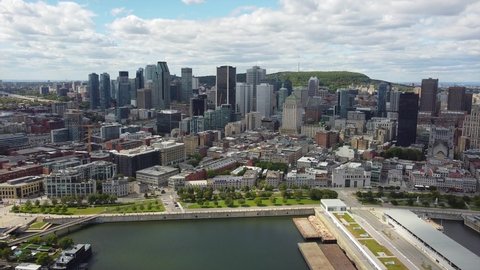 Montreal City downtown building aerial view