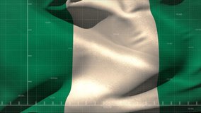 Digital composite video of financial data processing against Nigeria flag waving. Global economy stock market concept - Powered by Shutterstock - Get 15% off with code: PIKWIZARD15