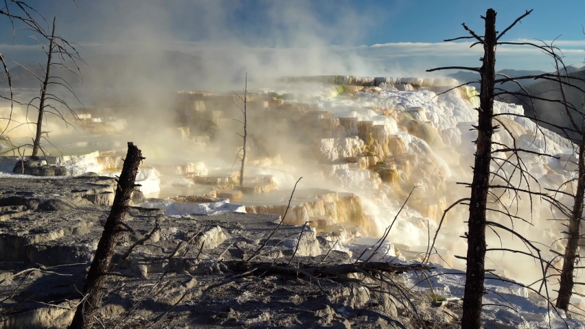 Canary spring as a part of Mammoth Hot Springs Yellowstone National Park.