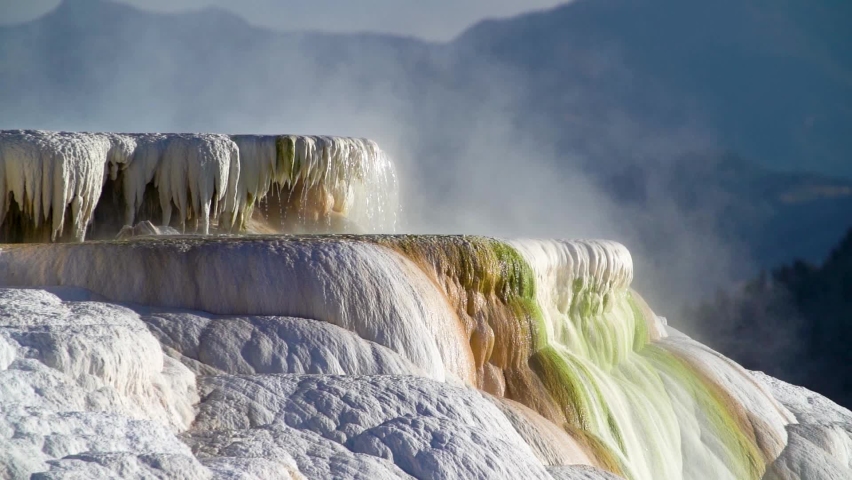 Canary spring as a part of Mammoth Hot Springs Yellowstone National Park.