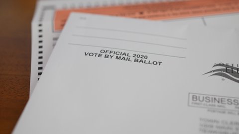 Ballot and envelope close up for election voting from home.