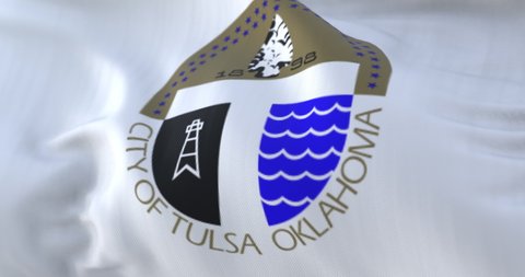 Tulsa city flag, city of USA or United States of America - loop