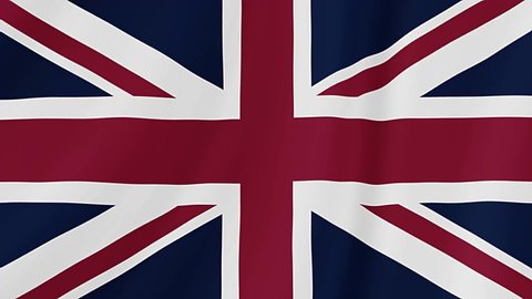 United Kingdom waving flag. UK British realistic flag animation. Close up motion loop background footage 1080p Full HD video