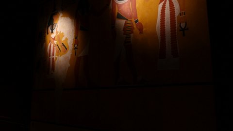 wall that sealed the antechamber of Tutankhamun's tomb in an exhibition in Madrid, Spain. September 19, 2020.
