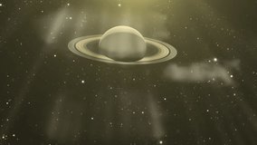 Approaching the Planet Saturn and its Prominent Ring System. Elements of this video furnished by NASA. 