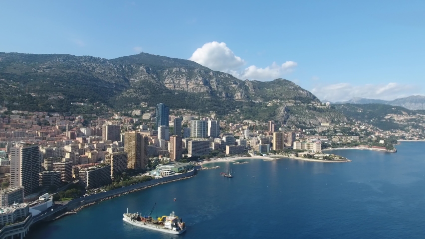 Aerial view of Monaco Monte Carlo skyline and Monaco harbor French Riviera Cote d'Azur sea coastline on a beautiful sunny day	
 Royalty-Free Stock Footage #1059280613
