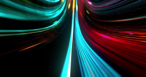 
Hi Tech Lines Neon Laser Tech Background with reflections. Techno Color Tunnel VJ Loop . 3D render, 4K loop