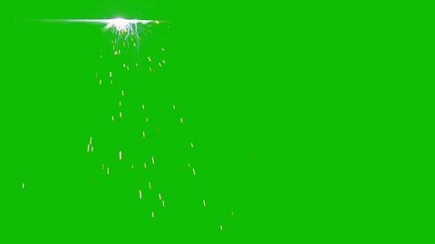 4K Sparks hits on chroma key Background. Spark Wall created by Gun Powder Sparks Falling. Slow Motion. Sparks On green screen background