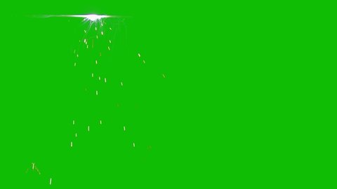 4K Sparks hits on chroma key Background. Spark Wall created by Gun Powder Sparks Falling. Slow Motion. Sparks On green screen background
