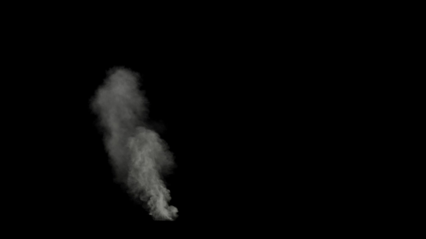 Smoke column, light smoke in ruin scene, disaster element on black background, atmospheric smoke plume