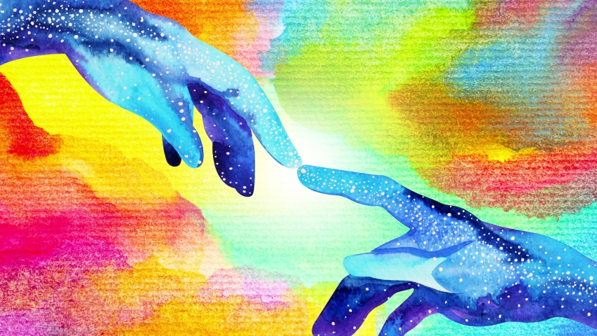 human hand connection mind mental health spiritual healing abstract energy meditation connect the universe power watercolor painting illustration design drawing art stop motion ultra hd 4k animation Royalty-Free Stock Footage #1059315224