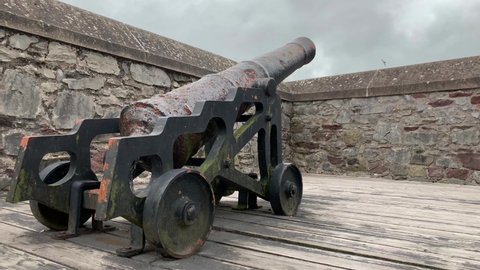 Ancient Canon on Fortification Wall; Canon on Castle