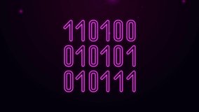 Glowing neon line Binary code icon isolated on purple background. 4K Video motion graphic animation - Powered by Shutterstock - Get 15% off with code: PIKWIZARD15