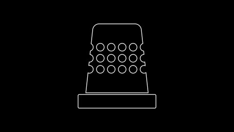 White line Thimble for sewing icon isolated on black background. 4K Video motion graphic animation