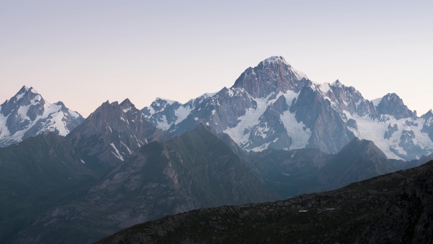 Sunrise over Mont Blac. Time lapse in italian Alps