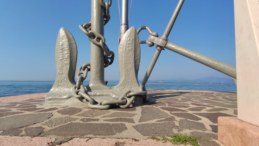 Bardolino Pier on Grada Lake in Italy during summer
