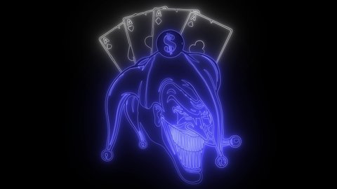 joker head with ace poker animation
