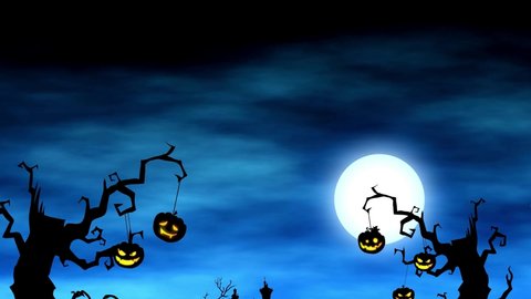 Halloween Graveyard Horror Dark Night Loop Background Footage