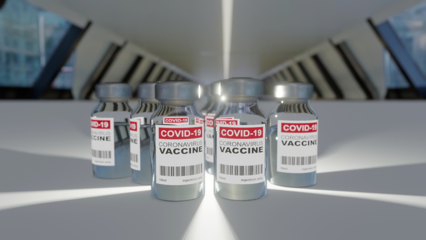 Huge amount ampoules with coronavirus Covid-19 vaccine. 3D render animation | Shutterstock HD Video #1059404006