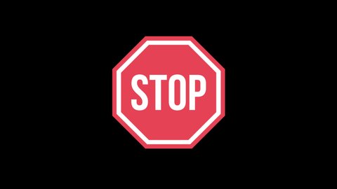 stop sign animation motion graphic video with Alpha Channel, transparent background